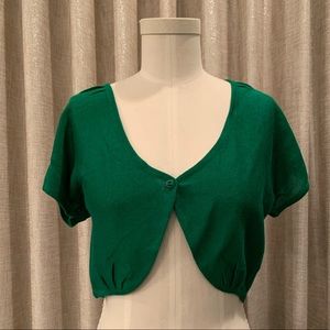 Anthropologie cropped green cardigan